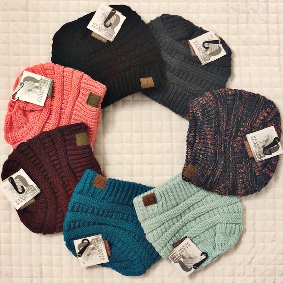 Mint Messy Bun CC Beanie - Picture 2 of 2